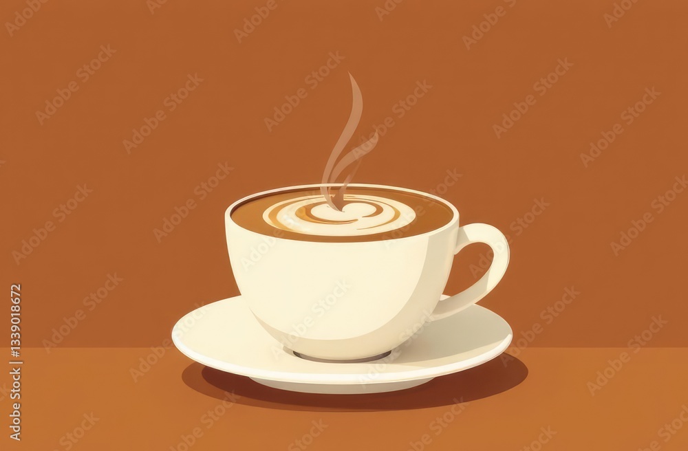 Obraz premium Line art coffee isolated on brown