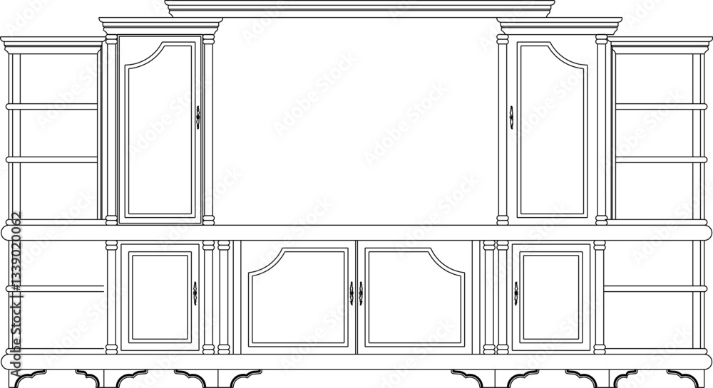 vector sketch illustration silhouette design of family living room cupboard furniture for accessories decoration vector sketch illustration silhouette design of family living room cupboard furniture for accessories decoration
