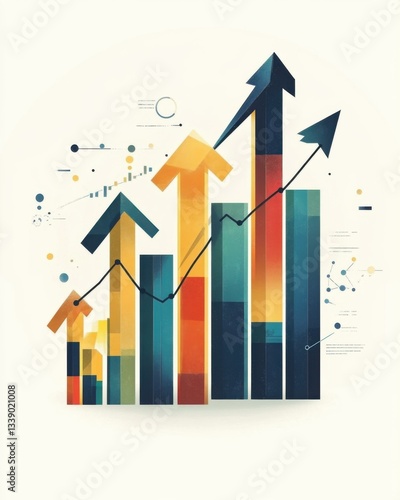 Business growth financial success with upward trend chart