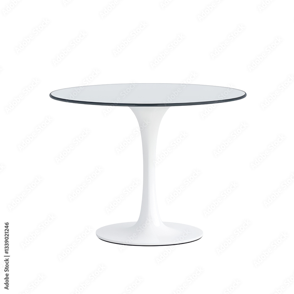 Modern white dining table with a minimalist design. Modern white dining table with a minimalist design.
