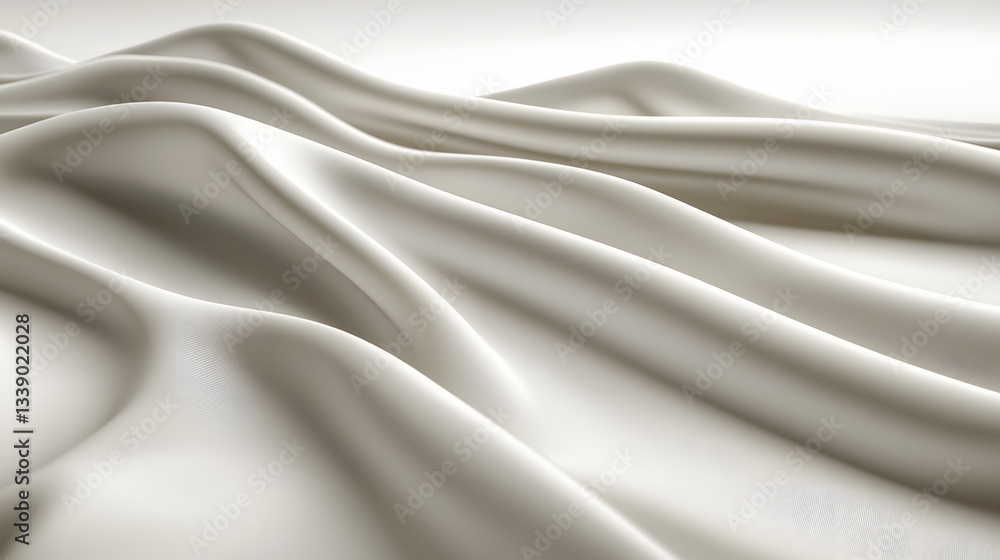 Fototapeta premium Ethereal fabric waves: a luxurious texture with elegant soft folds and subtle gradients, it creates a sense of fluidity and tranquility, perfect for any design or art.