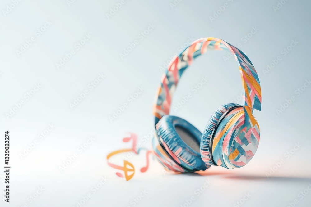 Stylish Headphones with Musical Notes Stylish Headphones with Musical Notes