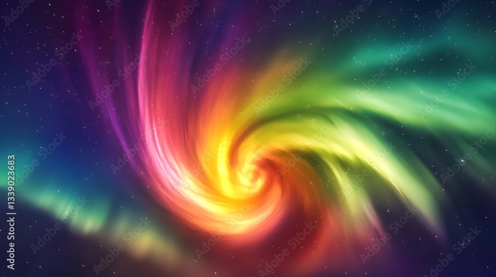 Fototapeta premium Vivid Tornado with Colorful Aurora