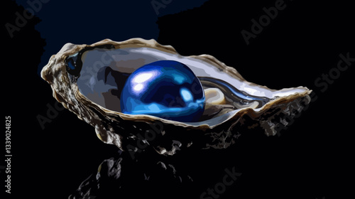 Oyster with blue pearl