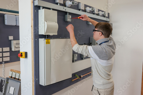 Man with Down Syndrome working in workshop
