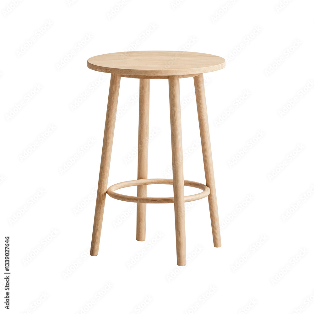 Stylish wooden stool, minimal design on a white isolated background Stylish wooden stool, minimal design on a white isolated background