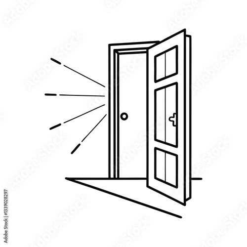 Open Door, New Beginnings, Light Rays, Opportunity, Hope, Future, Progress, Entryway, Passage, Threes