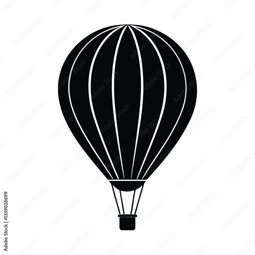 Obraz premium Vintage Hot Air Balloon Silhouette, Classic Flight Icon, Travel Symbol