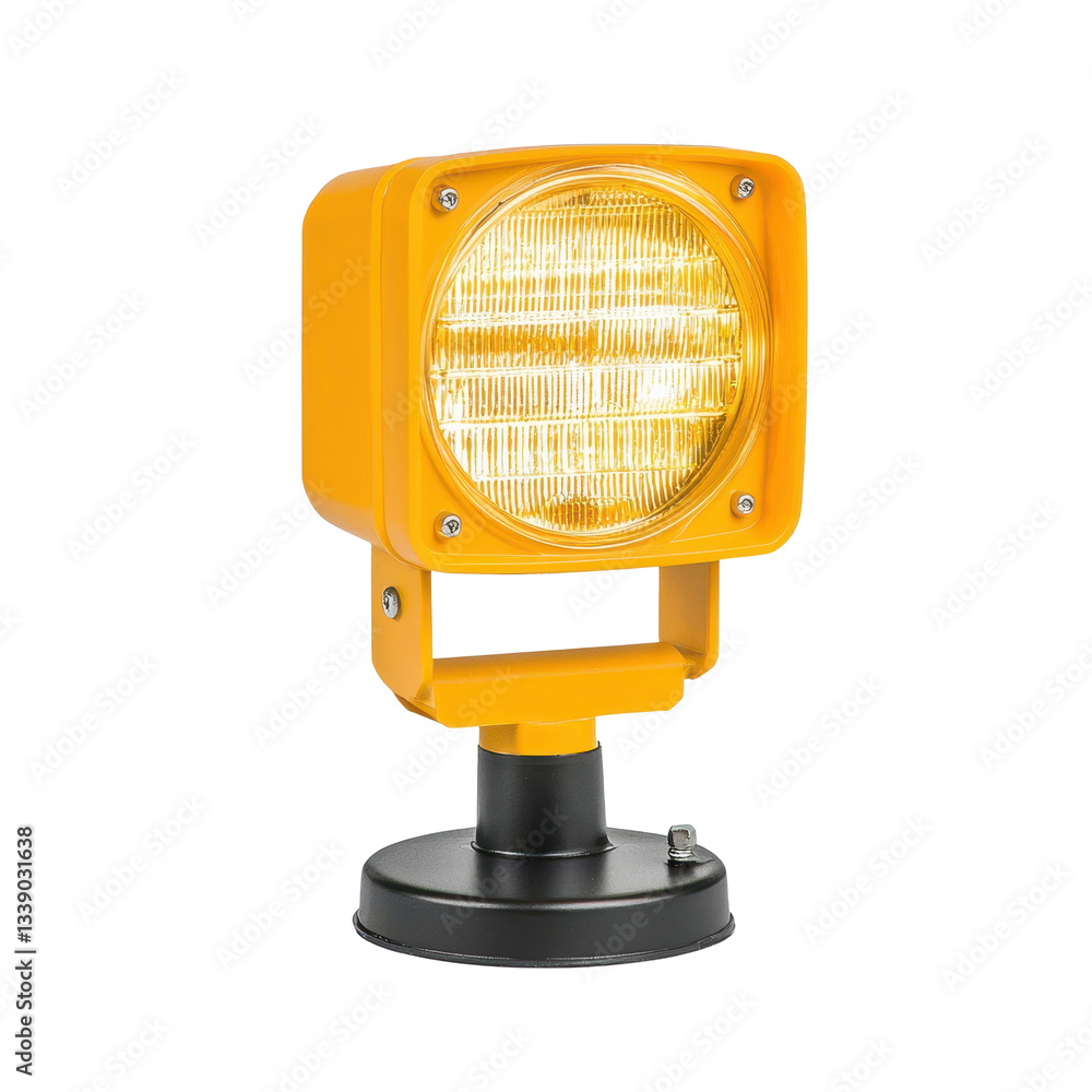 Yellow safety light with a sturdy base, ideal for construction zones. Yellow safety light with a sturdy base, ideal for construction zones.