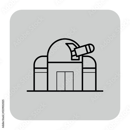 Obraz na płótnie Simple line icon of observatory building with dome and telescope, symbolizing location for astronomical observations w salonie