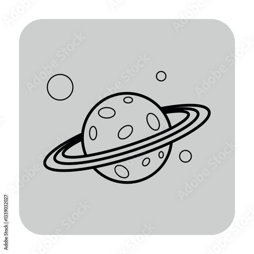 Obraz na płótnie Illustration of planet surrounded by rings and smaller celestial bodies. Cosmos concept w salonie