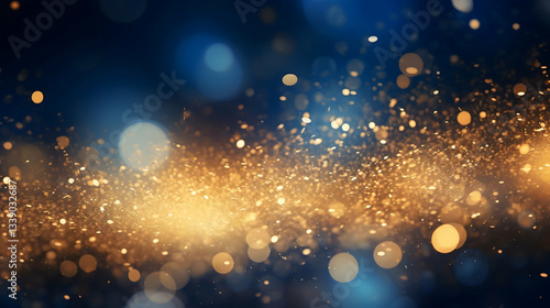 A Breathtaking Cascade Of Golden Light, Celebrating A Joyous Occasion, With A Deep Blue Bokeh Background And Sparkling Glitter