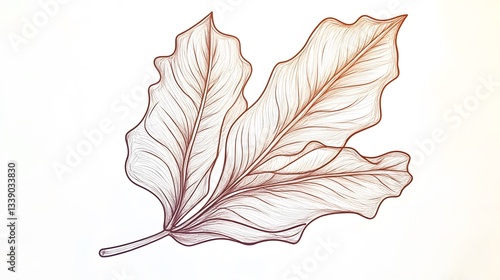 Elegant Line Art Botanical Leaves Drawing
