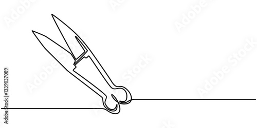 Gardening Pruning Shears or Cutters Single Line Drawing with Editable Stroke and Copy Space continuous one line drawing, Scissors Continuous Line Illustration, Minimalist vector illustration.