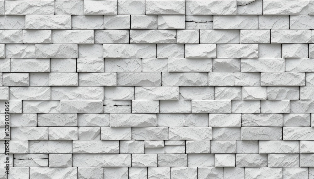 Fototapeta premium Textured white brick wall indoor space image neutral tone frontal view minimalism