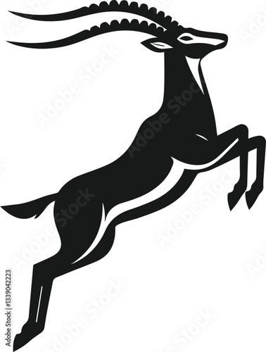 Antelope jumping high silhouette vector