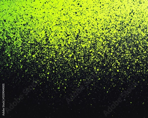 Abstract background with lime green and black speckled texture. Gradient effect from bright to dark. High resolution digital art