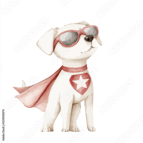 Super Pup: An adorable illustration of a super dog hero wearing sunglasses and a cape