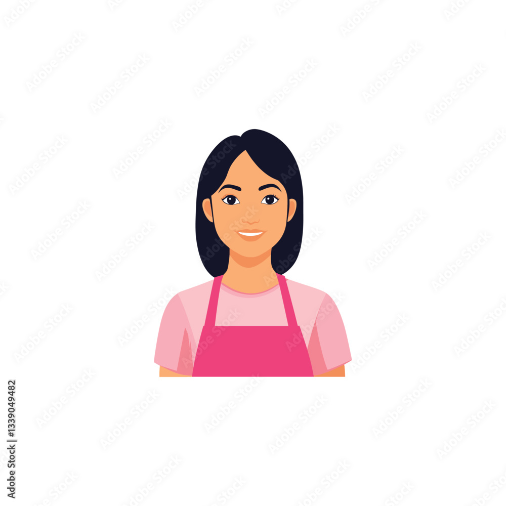 adult woman icon Minimalist Fashion Statement: Person in Coordinated Pink Shirt and Apron Against adult woman icon Minimalist Fashion Statement: Person in Coordinated Pink Shirt and Apron Against