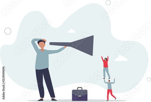 Good listener boss, listen and accept all opinion, suggestion or customer feedback concept.flat character life .