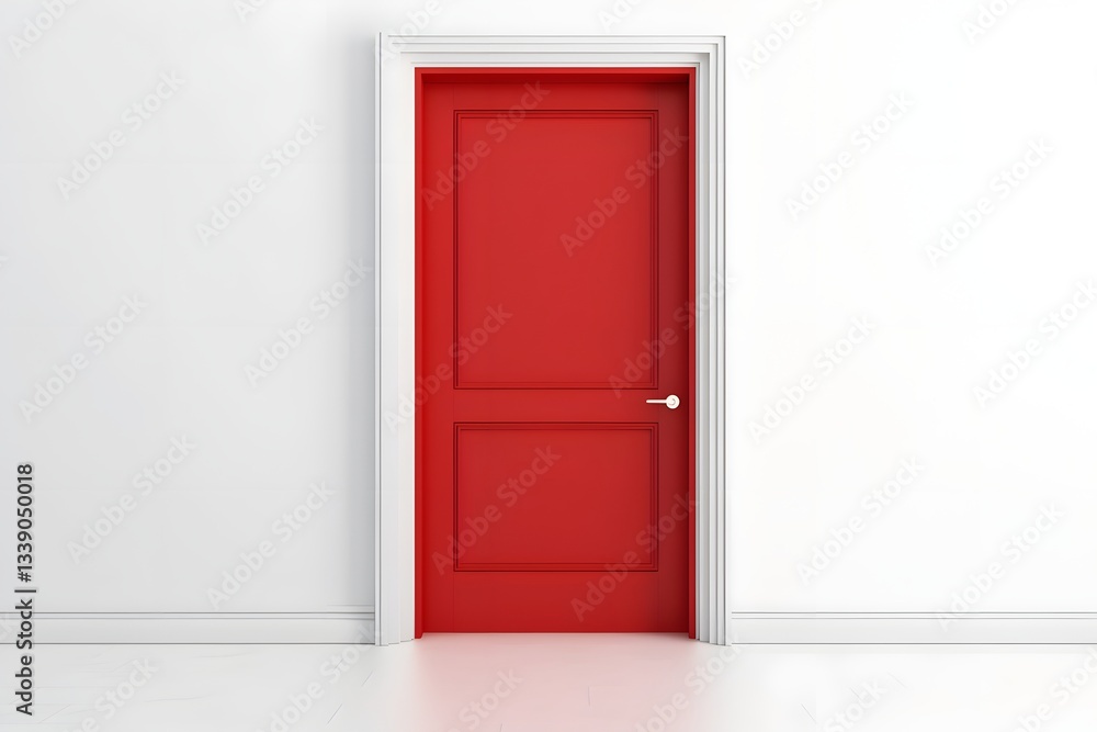 Vibrant Red Door on Clean Minimalist Background Showcasing Architectural Elegance Vibrant Red Door on Clean Minimalist Background Showcasing Architectural Elegance
