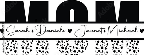  Mom unique SVG, custom mother's Day split name frame graphic t shirts, Funny Mummy Shirt  2025 illustration design.