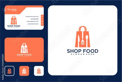Modern Pixel Art Logo And Business Card Design Set For Shop Food