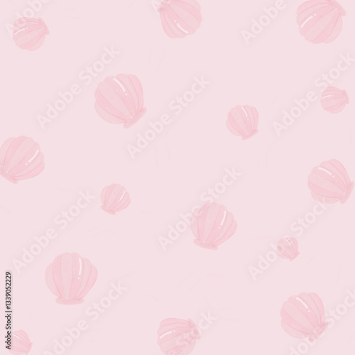 Pink seashells background, Pink pattern, Wallpaper for decoration, Fabric pattern 