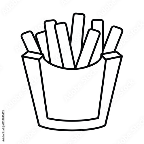 Crispy French Fries in Carton Fast Food Icon Outline