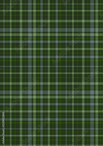 Green plaid fabric texture featuring a classic tartan pattern with geometric lines