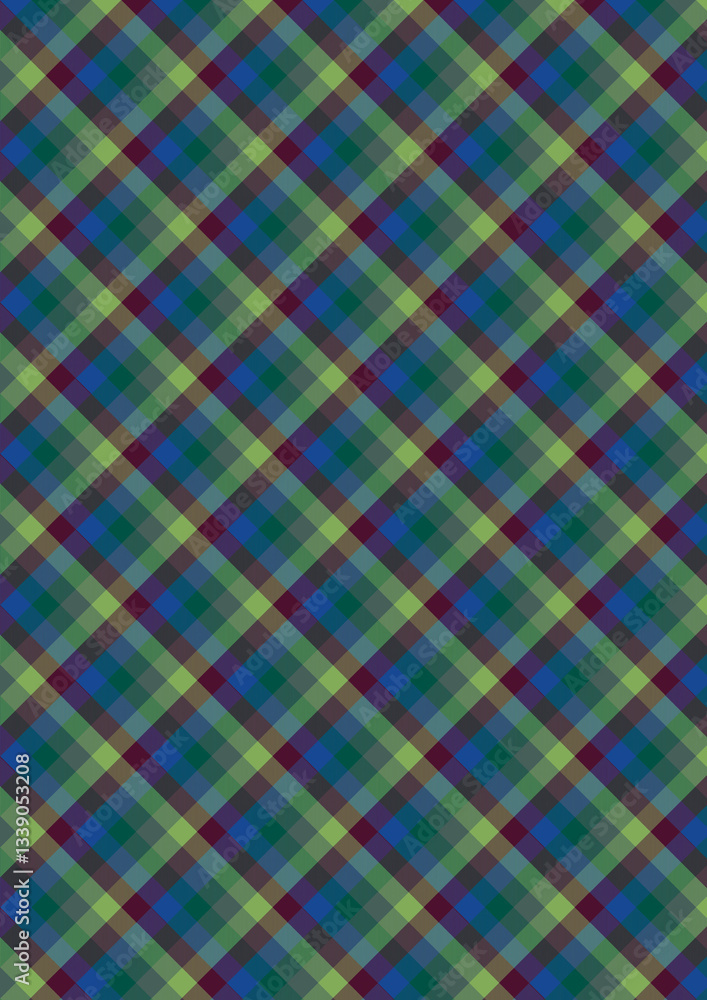 Colorful seamless plaid fabric pattern with a vibrant mix of pink, green, and other hues in a geometric design Colorful seamless plaid fabric pattern with a vibrant mix of pink, green, and other hues in a geometric design