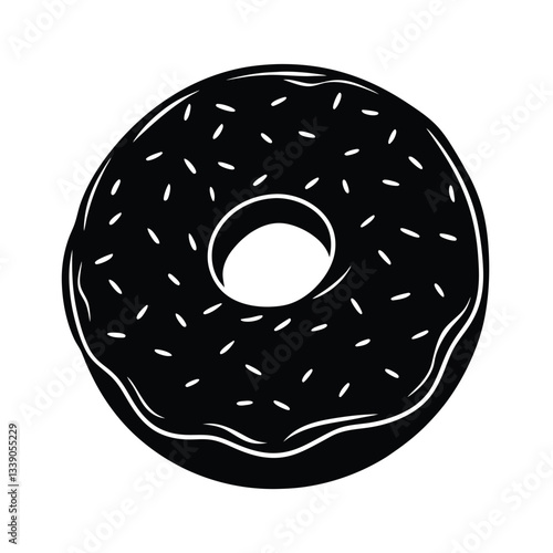 Delicious Black and White Sprinkled Donut Dessert Illustration