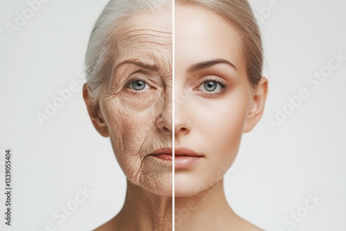 Obraz na płótnie Youthful Skin Transformation: Before and After w salonie