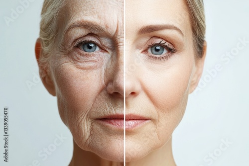 Obraz na płótnie Before and After Face Transformation: Anti-Aging Results w salonie