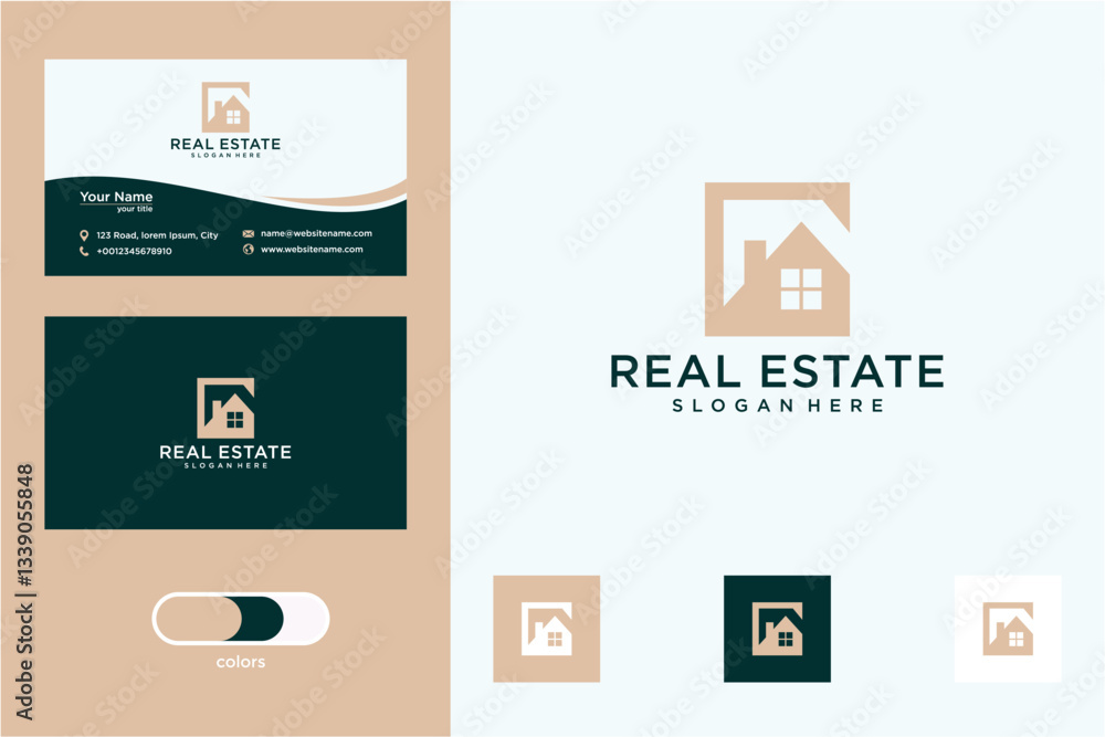 Obraz premium Modern Real Estate Logo Design with Business Cards