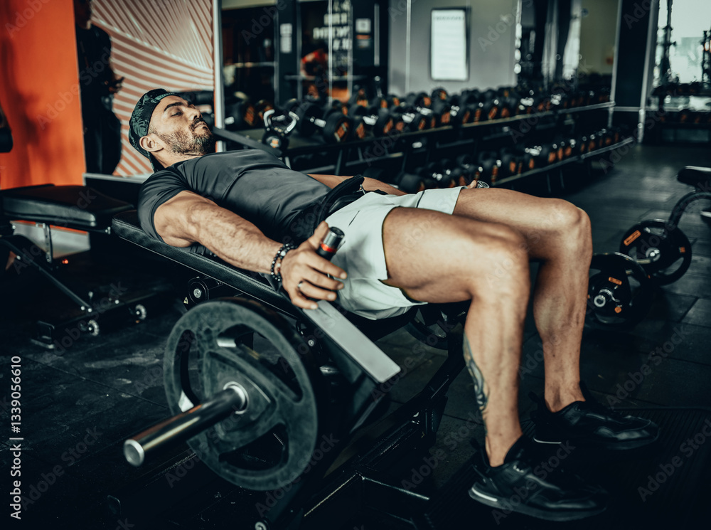 Hombre de 30 años haciendo ejercicio en un gimnasio de Bogotá, Colombia