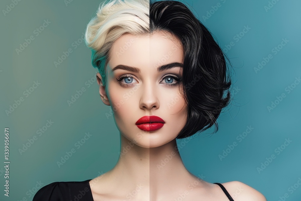 Dual Beauty: Striking Contrast in a Portrait
