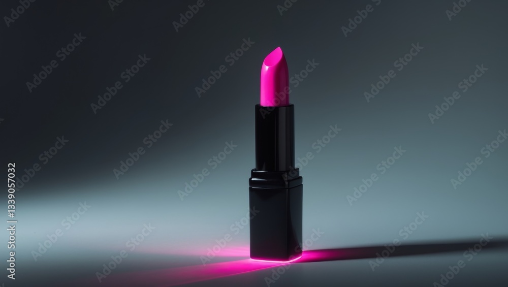 Bright Pink Lipstick in Neon Glow with Soft Shadow Background. Bright Pink Lipstick in Neon Glow with Soft Shadow Background.