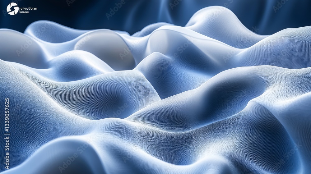 Obraz premium Abstract blue fabric waves, flowing textile texture.