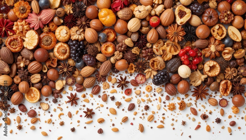 High-quality photography colorful nuts & spices High-quality photography colorful nuts & spices