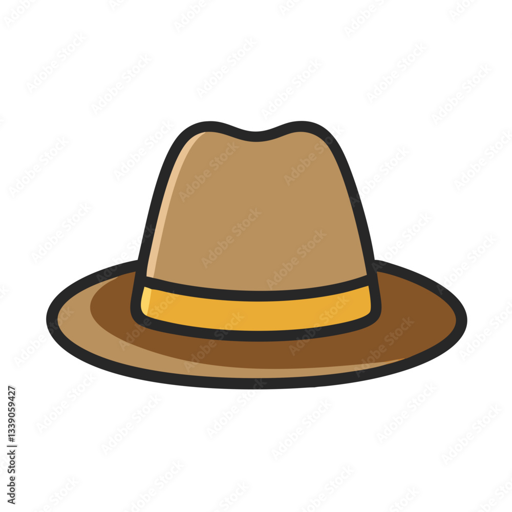 Beige fedora with dark brown band icon Beige fedora with dark brown band icon