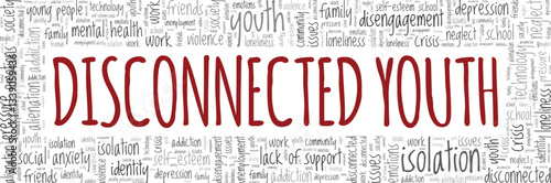 Disconnected Youth word cloud conceptual design isolated on white background.