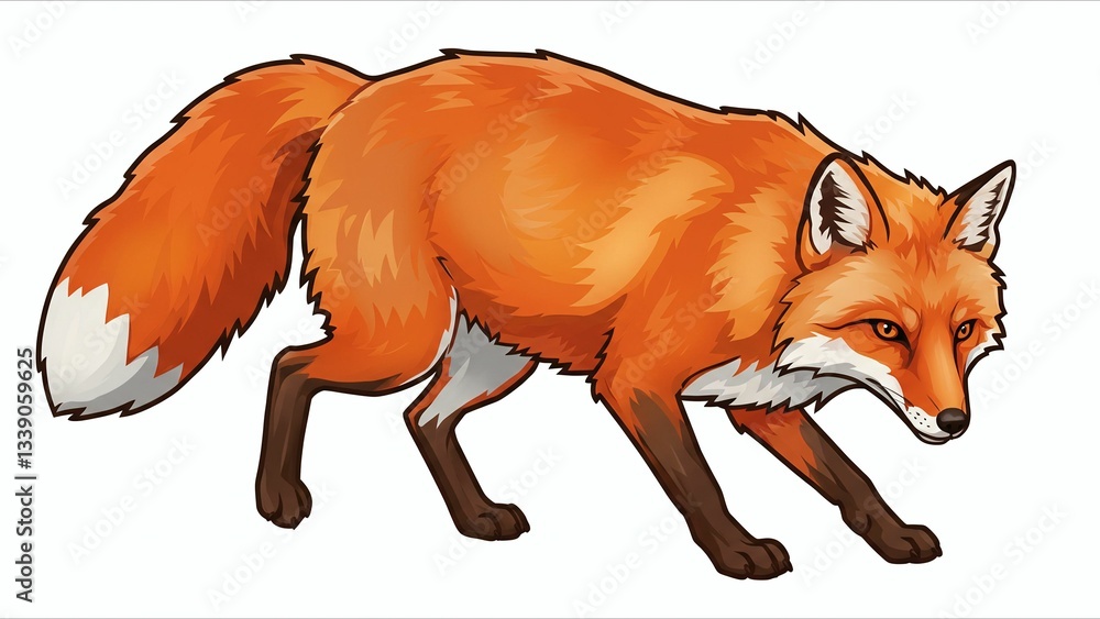 Obraz premium Cartoon Red Fox in Stealth Mode