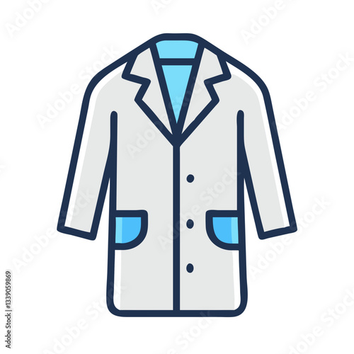 Blue and white doctor’s coat icon