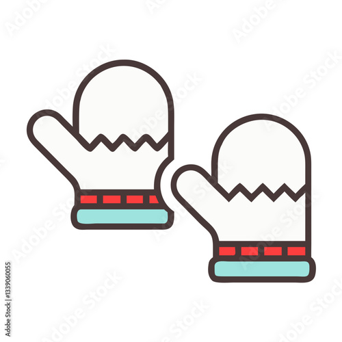 White Christmas mittens icon