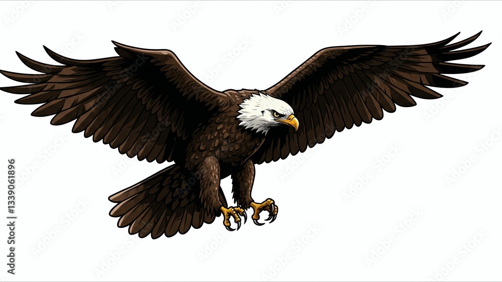 Fototapeta premium Bald Eagle in Flight Illustration