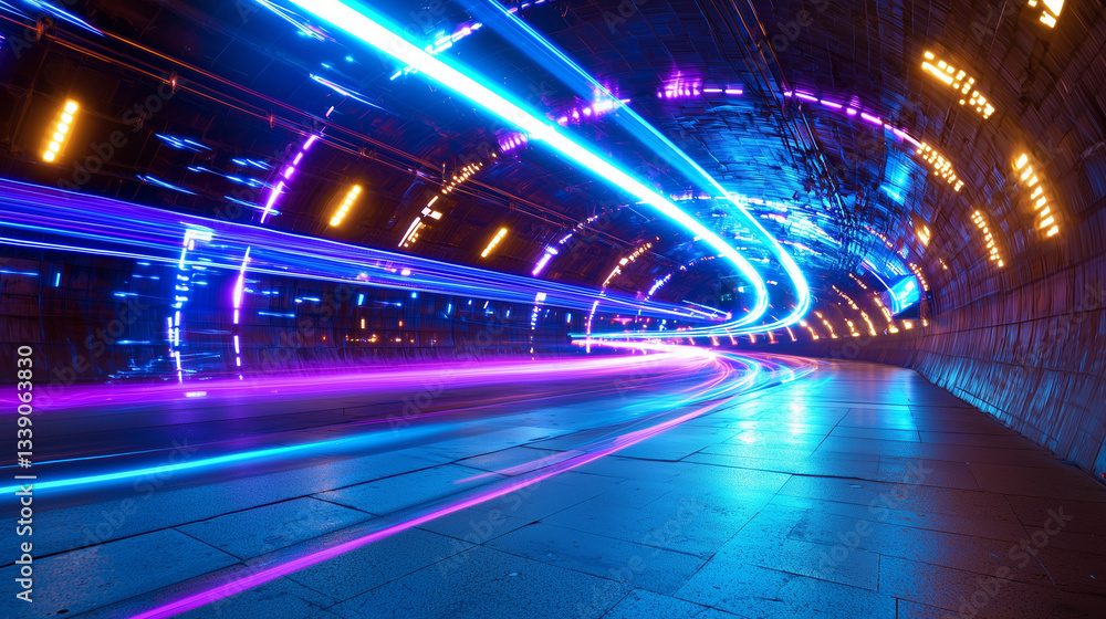 Futuristic Cyberpunk Light Trails Illuminating the Darkness Futuristic Cyberpunk Light Trails Illuminating the Darkness