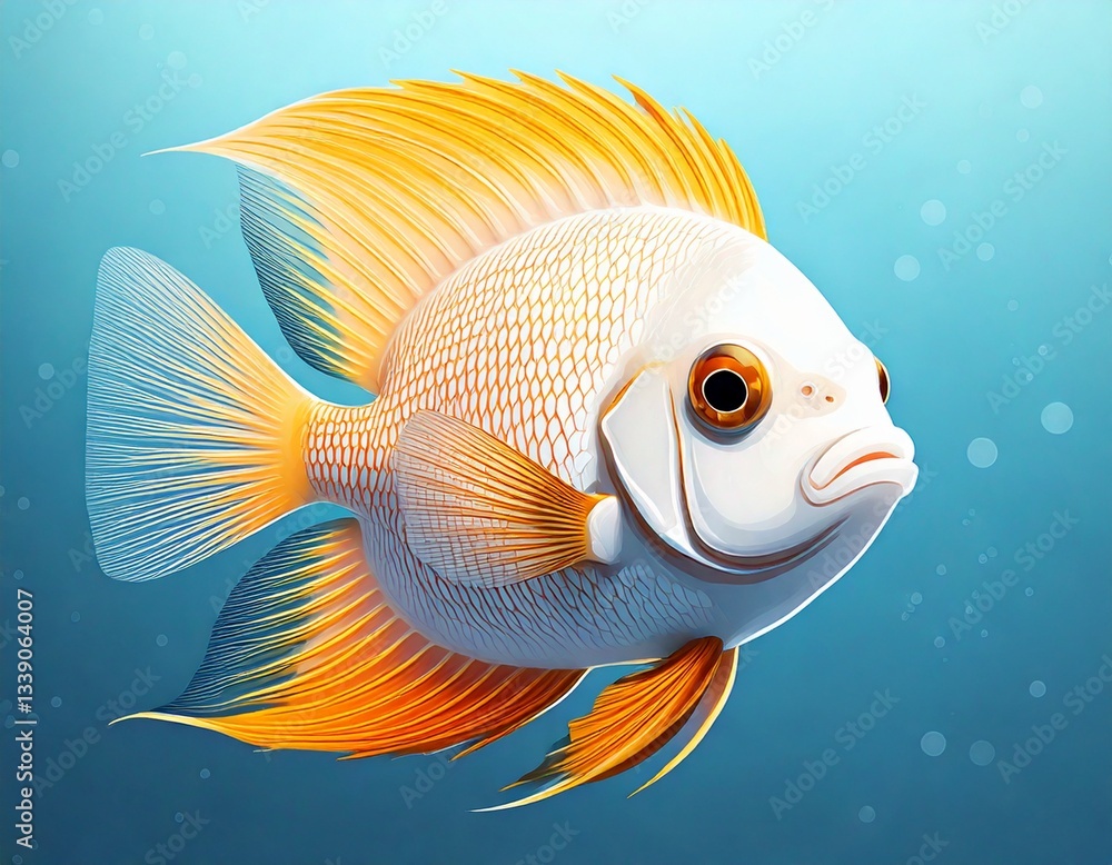 Naklejka premium Colorful Swimming Fish Cartoon Animation