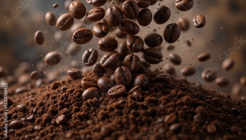 Close-up coffee bean photography in kitchen