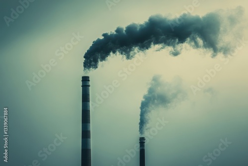 Obraz na płótnie Industrial Pollution: Dark Clouds of Smokestacks w salonie